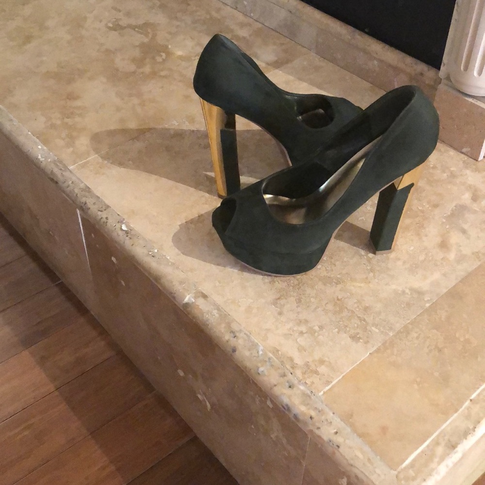 Green and gold peep toe 5inch